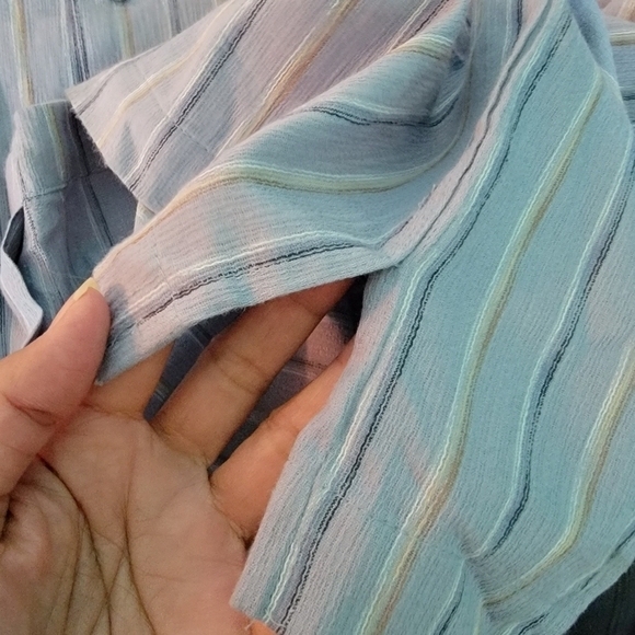 NWT VAN HEUSEN Studio Gray Striped Short Sleeve Button-Down Shirt Size S Soft - Picture 7 of 11